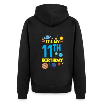 11. Geburtstag Jungen Astronaut Geburtstag - Unisex Premium Bio Zip Hoodie - Schwarz - Hinten - Nico (187cm)