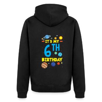 6. Geburtstag Jungen 6 Jahre Astronaut Geburtstag - Unisex Premium Bio Zip Hoodie - Schwarz - Hinten - Nico (187cm)