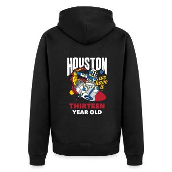 13th Birthday Boys Astronaut Birthday - Unisex Premium Organic Zip Hoodie - black - Back - Nico (187cm)
