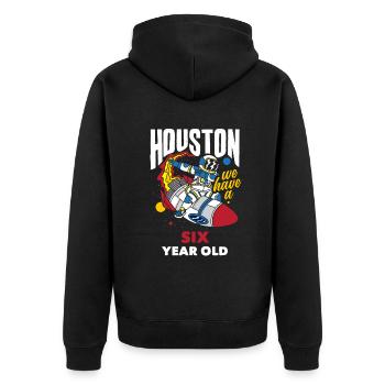 6. Geburtstag Jungen 6 Jahre Astronaut Geburtstag - Unisex Premium Bio Zip Hoodie - Schwarz - Hinten - Nico (187cm)