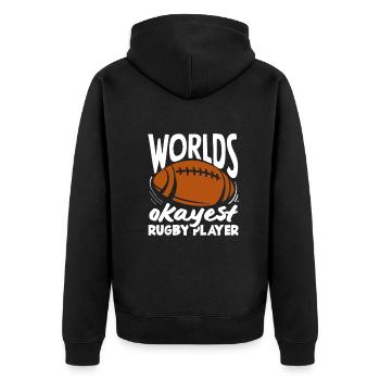 Weltweit Mittelmäßiger Rugby Spieler - Unisex Premium Bio Zip Hoodie - Schwarz - Hinten - Nico (187cm)