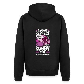 Je ne suis pas une fille parfaite, mais je suis une - Veste à capuche bio Premium Unisexe - noir - Dos - Nico (187cm)