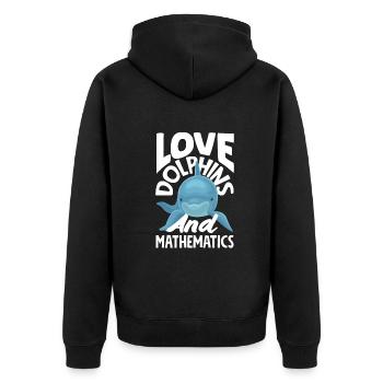 Love dolphins and math - Unisex Premium Organic Zip Hoodie - black - Back - Nico (187cm)