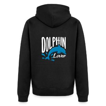 Delfin Liebhaber Sprung Wasser - Unisex Premium Bio Zip Hoodie - Schwarz - Hinten - Nico (187cm)