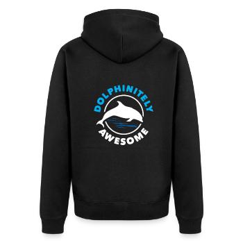 Dolphin Lovers Delphinitely Awesome Design - Unisex Premium Organic Zip Hoodie - black - Back - Nico (187cm)