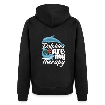 Dolphins are my therapy - Unisex Premium Organic Zip Hoodie - black - Back - Nico (187cm)