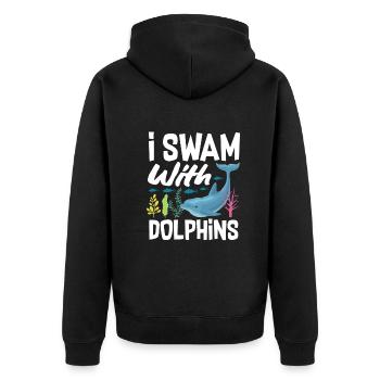 Ich Schwamm Mit Delfinen - Unisex Premium Bio Zip Hoodie - Schwarz - Hinten - Nico (187cm)