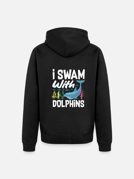 I swam with dolphins - Unisex Premium Organic Zip Hoodie - black
