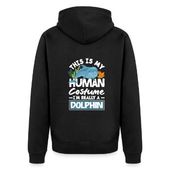 Dies Ist Mein Menschliches Kostüm Ich Bin Ein - Unisex Premium Bio Zip Hoodie - Schwarz - Hinten - Nico (187cm)