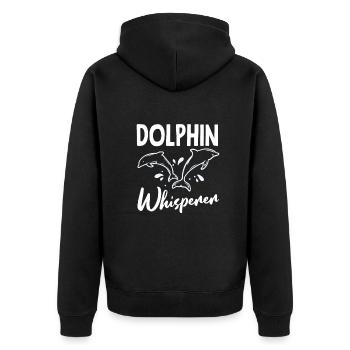 Delfinflüsterer für Meeresliebhaber - Unisex Premium Bio Zip Hoodie - Schwarz - Hinten - Nico (187cm)