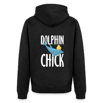 Dolphin Chick Friendship - Unisex Premium Organic Zip Hoodie - black - Back - Nico (187cm)