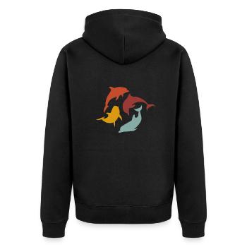Bunte Delfine im Kreis Schwimmen - Unisex Premium Bio Zip Hoodie - Schwarz - Hinten - Nico (187cm)