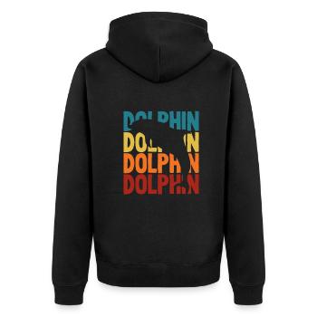 Retro Dolphin Silhouette Ocean Adventure - Unisex Premium Organic Zip Hoodie - black - Back - Nico (187cm)