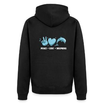 Peacefulness Dear Dolphins - Unisex Premium Organic Zip Hoodie - black - Back - Nico (187cm)