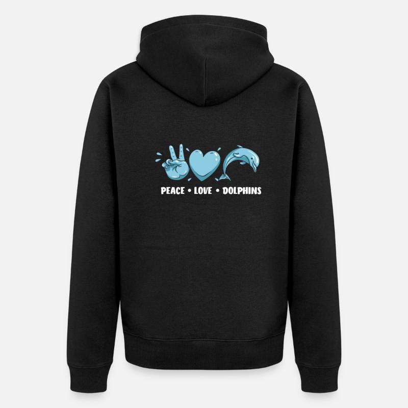Friedfertigkeit Liebe Delfine - Unisex Premium Bio Zip Hoodie - Schwarz