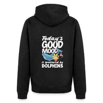 La bonne humeur du jour est sponsorisée par les dauphins - Veste à capuche bio Premium Unisexe - noir - Dos - Nico (187cm)