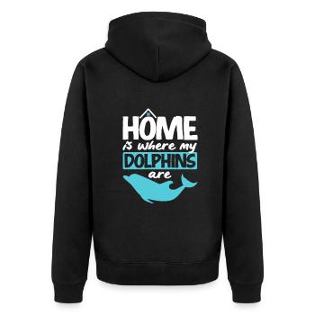 Home Is Where My Dolphins Are - Unisex Premium Organic Zip Hoodie - black - Back - Nico (187cm)