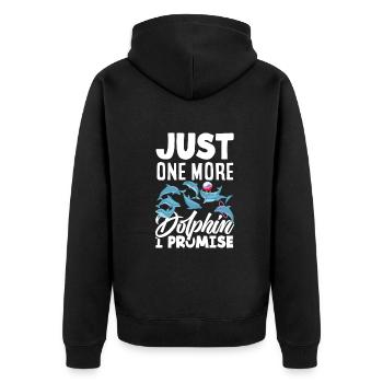 Nur Noch Ein Delfin Versprochen - Unisex Premium Bio Zip Hoodie - Schwarz - Hinten - Nico (187cm)
