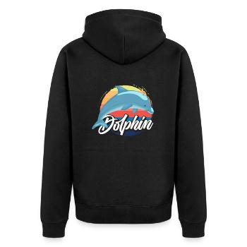 Nostalgic Dolphin Sunset Design - Unisex Premium Organic Zip Hoodie - black - Back - Nico (187cm)