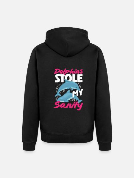 Dolphins stole my mind - Unisex Premium Organic Zip Hoodie - black