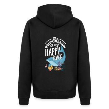 Das Delfinarium Ist Mein Glücklicher Ort - Unisex Premium Bio Zip Hoodie - Schwarz - Hinten - Nico (187cm)