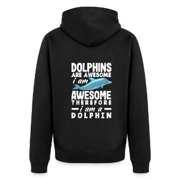 Delfine Sind Großartig Ich Bin Großartig Daher Bin - Unisex Premium Bio Zip Hoodie - Schwarz - Hinten - Nico (187cm)