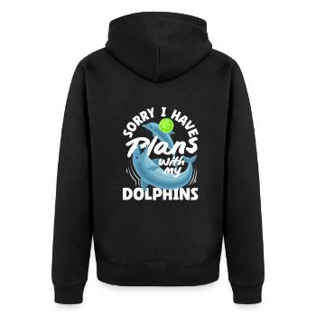 Désolé, j’ai des projets avec mes dauphins - Veste à capuche bio Premium Unisexe - noir - Dos - Nico (187cm)