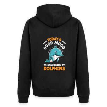 La bonne humeur du jour sponsorisée par les dauphins - Veste à capuche bio Premium Unisexe - noir - Dos - Nico (187cm)