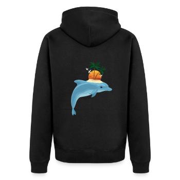 Dolphin Sunset Palm Trees Paradise - Unisex Premium Organic Zip Hoodie - black - Back - Nico (187cm)