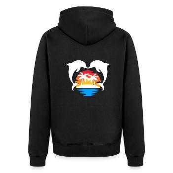 Coucher de soleil sur l’île tropicale avec les dauphins - Veste à capuche bio Premium Unisexe - noir - Dos - Nico (187cm)
