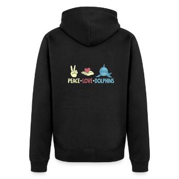 Peace Love Dolphins Graphic - Unisex Premium Organic Zip Hoodie - black - Back - Nico (187cm)