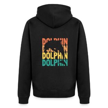 Retro dolphin silhouette for sea lovers - Unisex Premium Organic Zip Hoodie - black - Back - Nico (187cm)