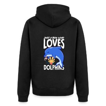 Un garçon qui aime les dauphins - Veste à capuche bio Premium Unisexe - noir - Dos - Nico (187cm)