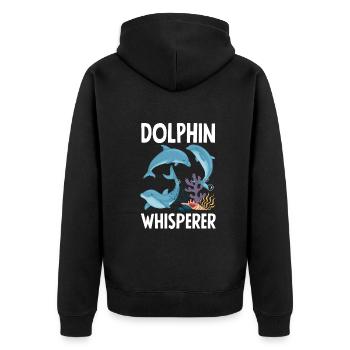 Dolphin Whisperer Lover Dolphins - Unisex Premium Organic Zip Hoodie - black - Back - Nico (187cm)