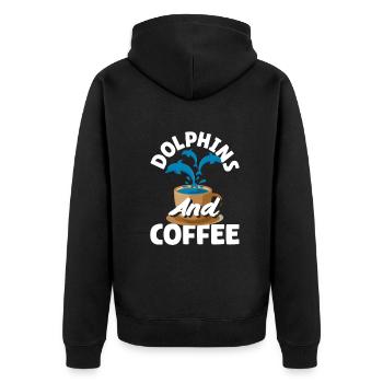 Dolphins and coffee lovers - Unisex Premium Organic Zip Hoodie - black - Back - Nico (187cm)