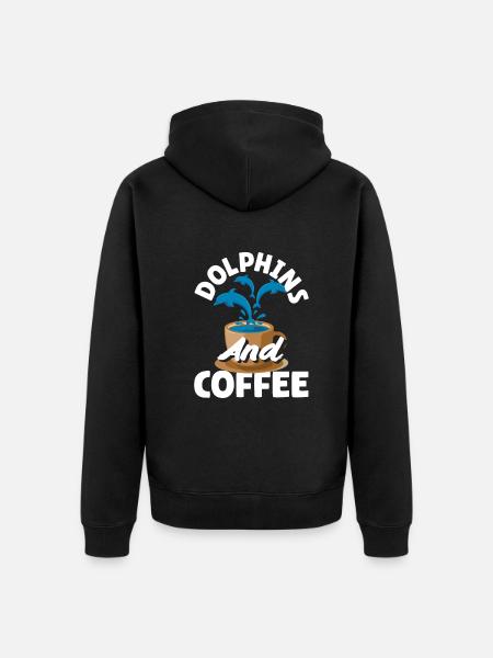Dolphins and coffee lovers - Unisex Premium Organic Zip Hoodie - black