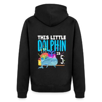 This Little Dolphin Is 5 5th Birthday - Unisex Premium Organic Zip Hoodie - black - Back - Nico (187cm)