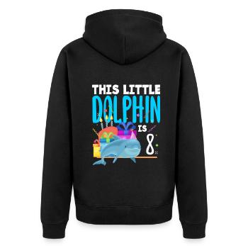 Dieser Kleine Delphin Ist 8 8. Geburtstag - Unisex Premium Bio Zip Hoodie - Schwarz - Hinten - Nico (187cm)