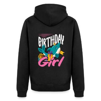 Dauphin Anniversaire Fille - Veste à capuche bio Premium Unisexe - noir - Dos - Nico (187cm)