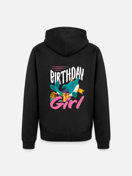 Dauphin Anniversaire Fille - Veste à capuche bio Premium Unisexe - noir