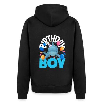 Dauphin - Enfant d’anniversaire - Veste à capuche bio Premium Unisexe - noir - Dos - Nico (187cm)