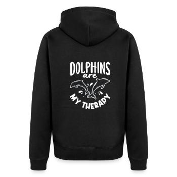 Dolphins are my therapy - Unisex Premium Organic Zip Hoodie - black - Back - Nico (187cm)