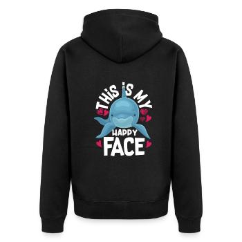 This is my happy face dolphin - Unisex Premium Organic Zip Hoodie - black - Back - Nico (187cm)