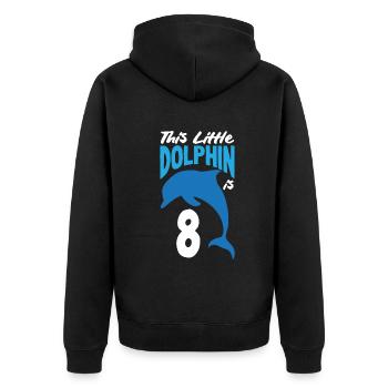 Dieser Kleine Delphin Ist 8 8. Geburtstag - Unisex Premium Bio Zip Hoodie - Schwarz - Hinten - Nico (187cm)
