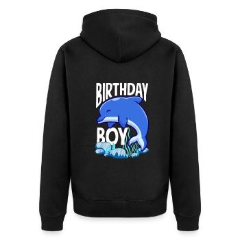 Dauphin - Enfant d’anniversaire - Veste à capuche bio Premium Unisexe - noir - Dos - Nico (187cm)