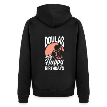 Doula Geschenk Doula Doulas - Unisex Premium Bio Zip Hoodie - Schwarz - Hinten - Nico (187cm)
