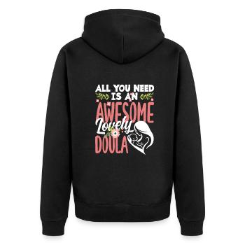 Doula Geschenk Doula Doulas - Unisex Premium Bio Zip Hoodie - Schwarz - Hinten - Nico (187cm)