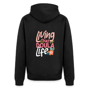 Doula Geschenk Doula Doulas - Unisex Premium Bio Zip Hoodie - Schwarz - Hinten - Nico (187cm)
