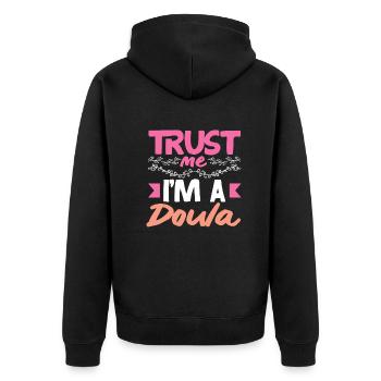 Doula Geschenk Doula Doulas - Unisex Premium Bio Zip Hoodie - Schwarz - Hinten - Nico (187cm)