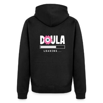 Doula Geschenk Doula Doulas - Unisex Premium Bio Zip Hoodie - Schwarz - Hinten - Nico (187cm)